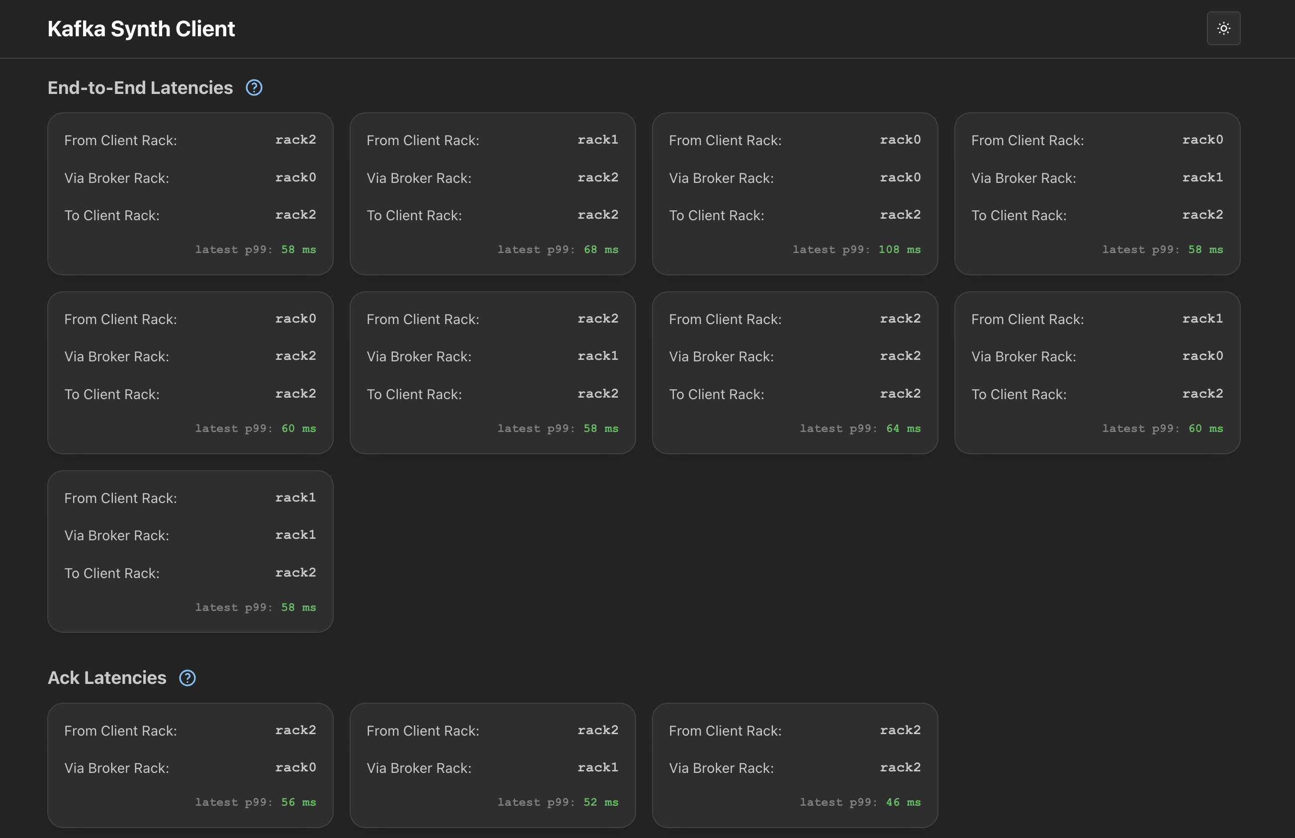 Web UI showing message paths with latency metrics